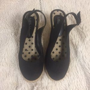 Black Slingback Wedges